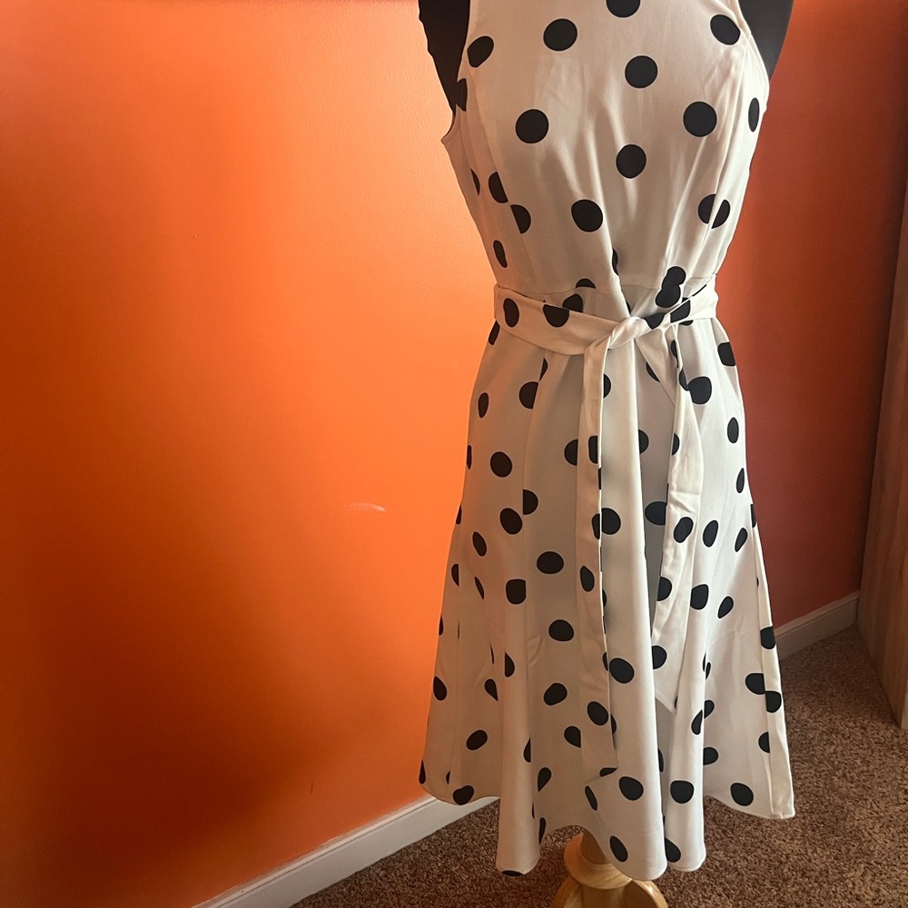 Polka Dot Halter Dress - Black and White Ann Taylor